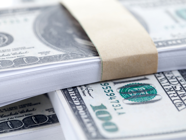 Big pile of money in a macro image